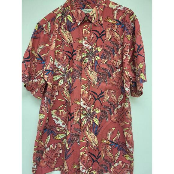 Island Republic Shirt Mens Large Red Hawaiian Aloha Tropical Floral Short Sleeve - Picture 1 of 11